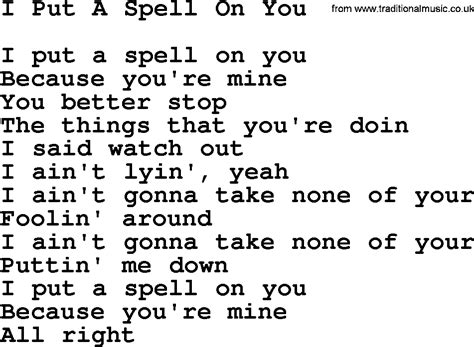 lyrics to i put a spell on you|More.